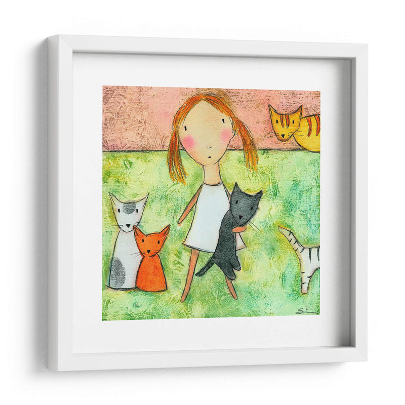 Chica Con Gatos - Carla Sonheim | Cuadro decorativo de Canvas Lab