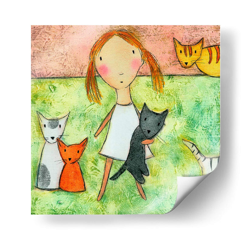 Chica Con Gatos - Carla Sonheim | Cuadro decorativo de Canvas Lab