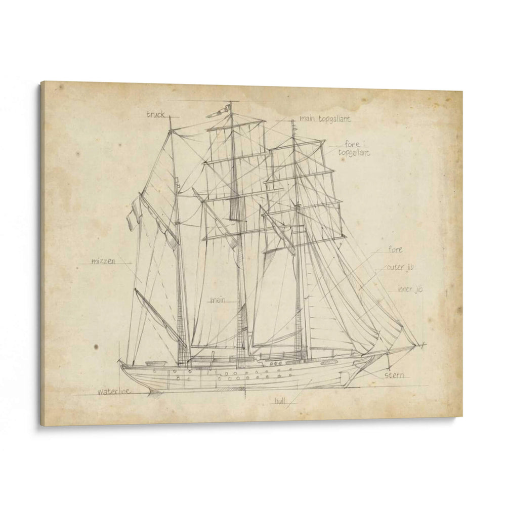 Blueprint Del Velero I - Ethan Harper | Cuadro decorativo de Canvas Lab