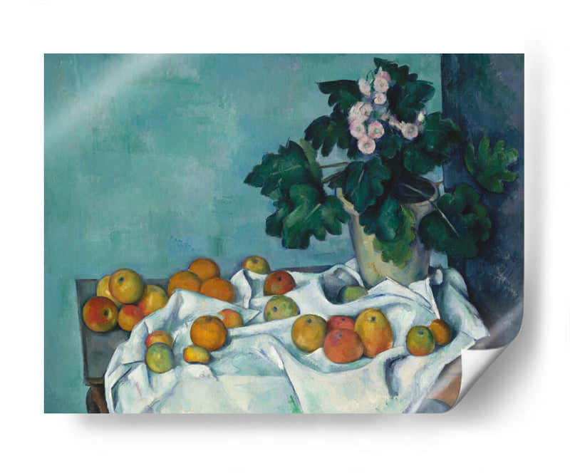 Still Life with Apples and a Pot of Primroses - Paul Cézanne | Cuadro decorativo de Canvas Lab