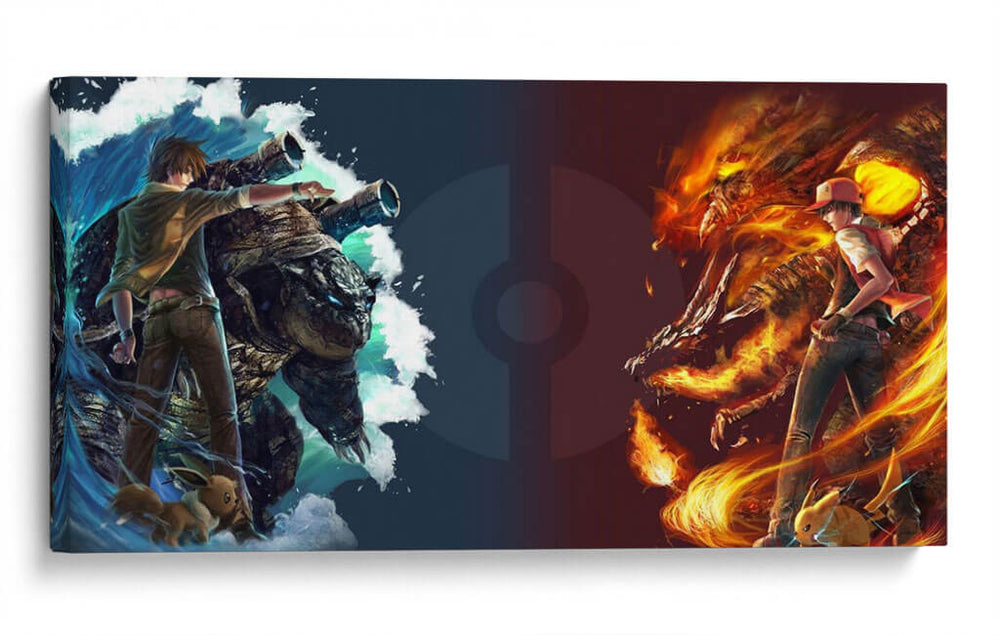 Water and fire Pokémon | Cuadro decorativo de Canvas Lab