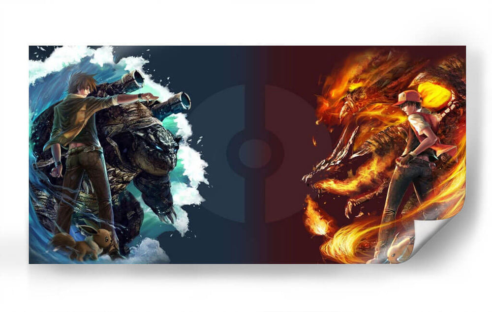 Water and fire Pokémon | Cuadro decorativo de Canvas Lab