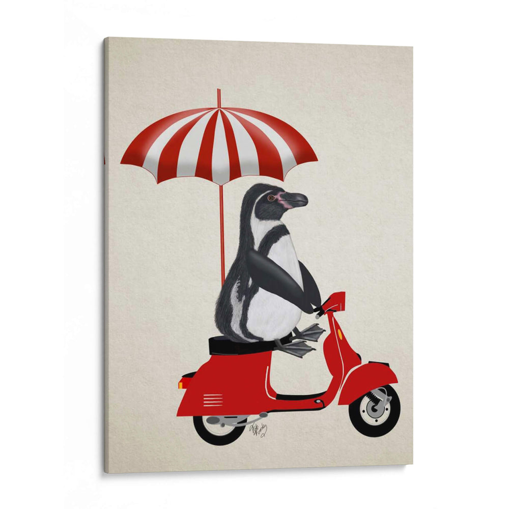 Pingüino En Rojo Ciclomotor - Fab Funky | Cuadro decorativo de Canvas Lab