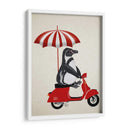 Pingüino En Rojo Ciclomotor - Fab Funky | Cuadro decorativo de Canvas Lab