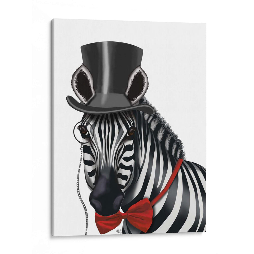 Cebra Con Sombrero De Copa Y Pajarita 1, De Lado - Fab Funky | Cuadro decorativo de Canvas Lab