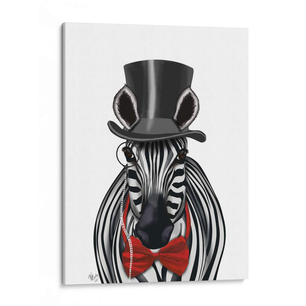 Cebra Con Sombrero De Copa Y Pajarita 2, Hacia Adelante. - Fab Funky | Cuadro decorativo de Canvas Lab