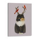 Tortoiseshell Gato, Astas Y Pájaros Rojos. - Fab Funky | Cuadro decorativo de Canvas Lab