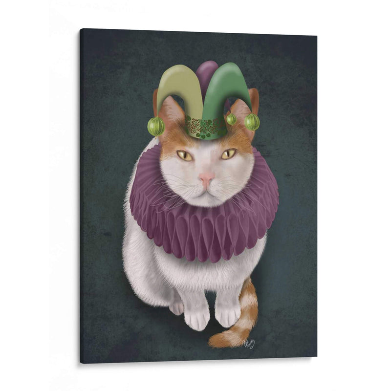 Gato, Blanco Con Sombrero De Bufón - Fab Funky | Cuadro decorativo de Canvas Lab