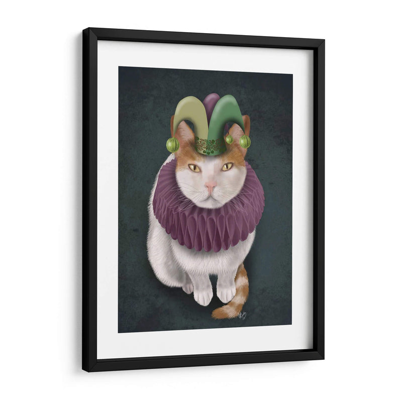 Gato, Blanco Con Sombrero De Bufón - Fab Funky | Cuadro decorativo de Canvas Lab