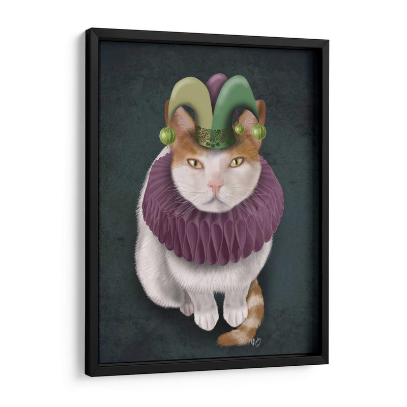 Gato, Blanco Con Sombrero De Bufón - Fab Funky | Cuadro decorativo de Canvas Lab