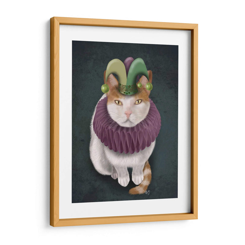 Gato, Blanco Con Sombrero De Bufón - Fab Funky | Cuadro decorativo de Canvas Lab