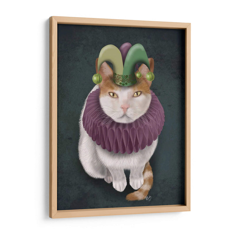 Gato, Blanco Con Sombrero De Bufón - Fab Funky | Cuadro decorativo de Canvas Lab