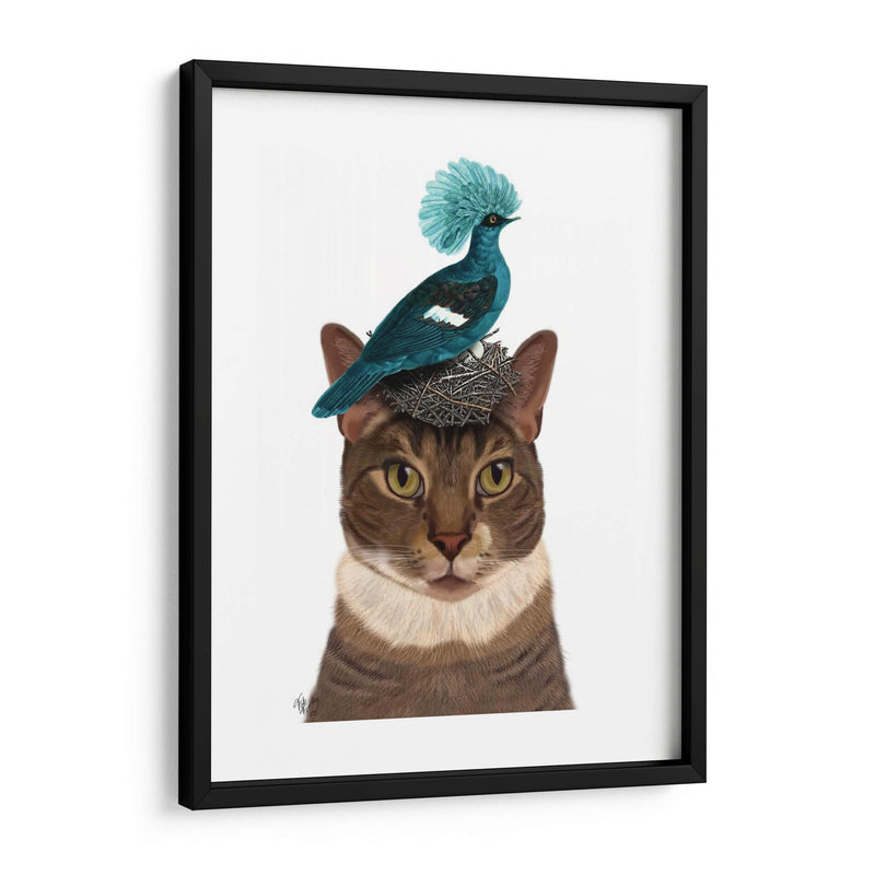 Gato Con Nido Y Pájaro Azul - Fab Funky | Cuadro decorativo de Canvas Lab