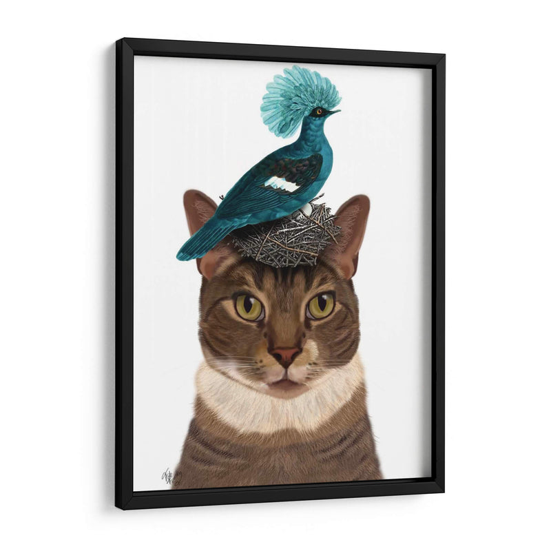 Gato Con Nido Y Pájaro Azul - Fab Funky | Cuadro decorativo de Canvas Lab