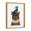 Gato Con Nido Y Pájaro Azul - Fab Funky | Cuadro decorativo de Canvas Lab