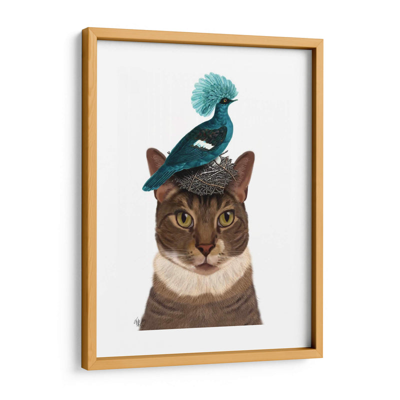 Gato Con Nido Y Pájaro Azul - Fab Funky | Cuadro decorativo de Canvas Lab