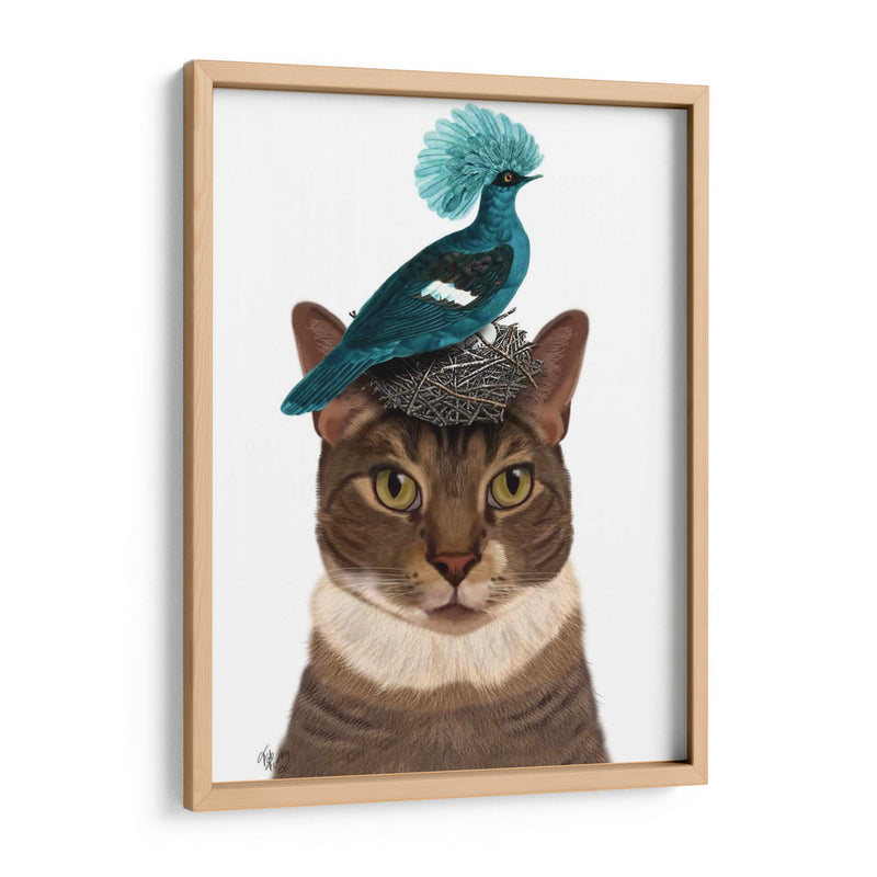 Gato Con Nido Y Pájaro Azul - Fab Funky | Cuadro decorativo de Canvas Lab