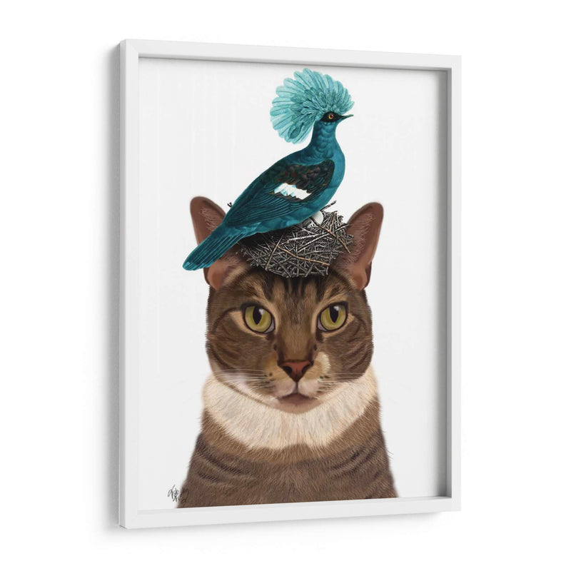 Gato Con Nido Y Pájaro Azul - Fab Funky | Cuadro decorativo de Canvas Lab