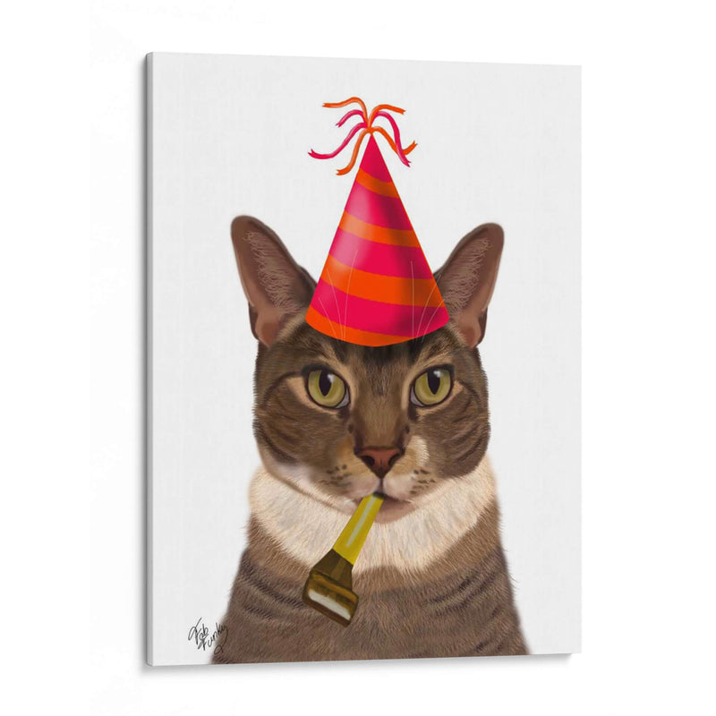 Gato De Tortuga, Sombrero De Fiesta - Fab Funky | Cuadro decorativo de Canvas Lab