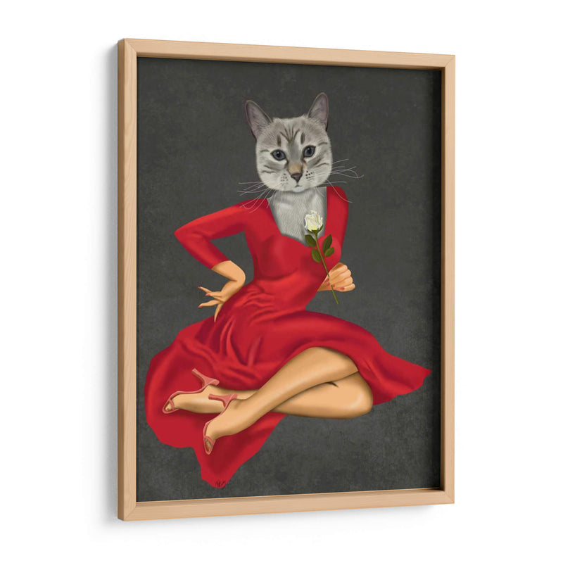 Gato Gris Con Rosa Blanca - Fab Funky | Cuadro decorativo de Canvas Lab