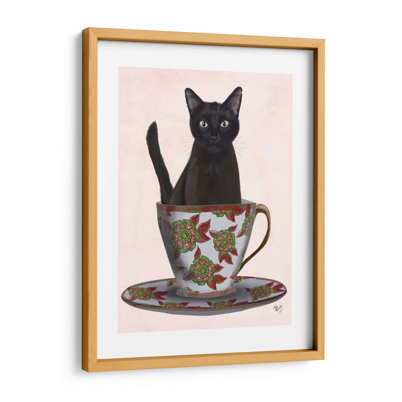 Gato Negro En Taza De Té - Fab Funky | Cuadro decorativo de Canvas Lab