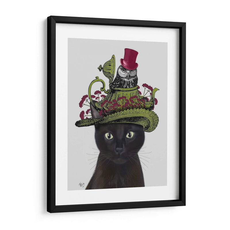 Gato Negro Con Tetera Y Búho. - Fab Funky | Cuadro decorativo de Canvas Lab