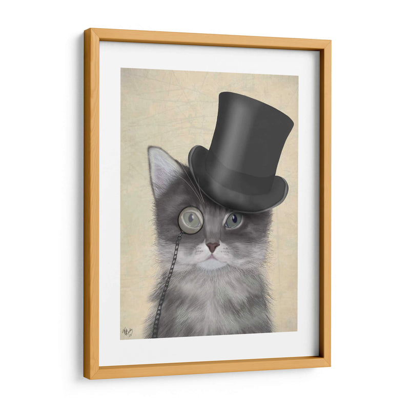 Gato, Gris Con Sombrero De Copa - Fab Funky | Cuadro decorativo de Canvas Lab