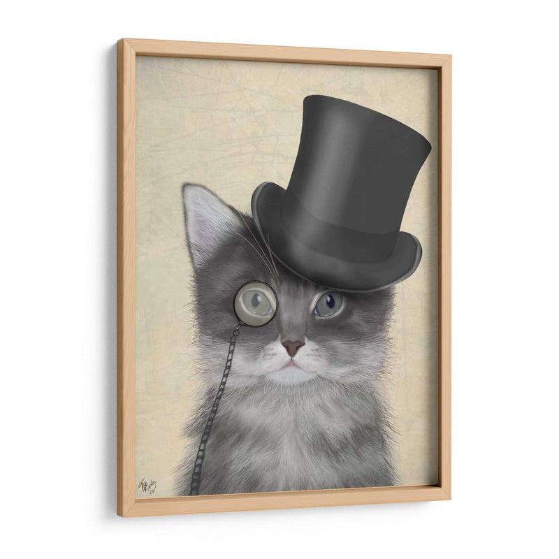 Gato, Gris Con Sombrero De Copa - Fab Funky | Cuadro decorativo de Canvas Lab