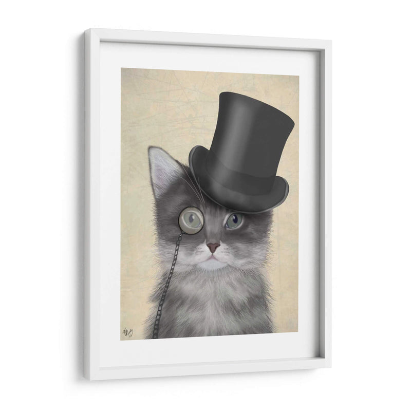 Gato, Gris Con Sombrero De Copa - Fab Funky | Cuadro decorativo de Canvas Lab