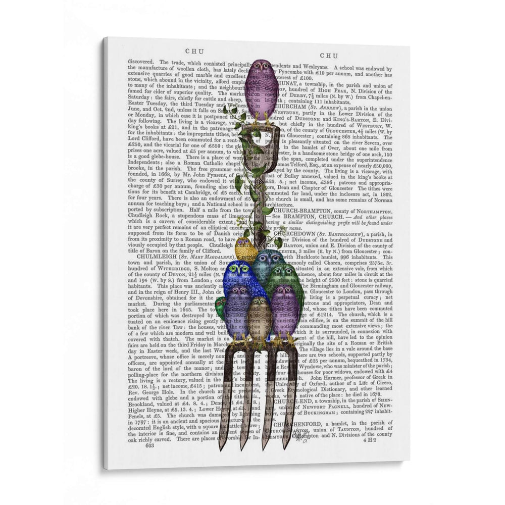 Tenedor De Jardín Y Búhos - Fab Funky | Cuadro decorativo de Canvas Lab