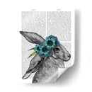 Conejo, Tocado De Flor Azul. - Fab Funky | Cuadro decorativo de Canvas Lab