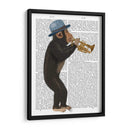 Mono Jugando Trompeta Con Sombrero Azul - Fab Funky | Cuadro decorativo de Canvas Lab