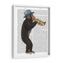 Mono Jugando Trompeta Con Sombrero Azul - Fab Funky | Cuadro decorativo de Canvas Lab
