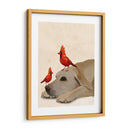 Labrador Con Pájaros Rojos - Fab Funky | Cuadro decorativo de Canvas Lab
