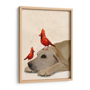 Labrador Con Pájaros Rojos - Fab Funky | Cuadro decorativo de Canvas Lab