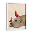 Labrador Con Pájaros Rojos - Fab Funky | Cuadro decorativo de Canvas Lab