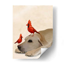 Labrador Con Pájaros Rojos - Fab Funky | Cuadro decorativo de Canvas Lab