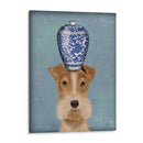 Fox Terrier Con Jarrón Azul - Fab Funky | Cuadro decorativo de Canvas Lab