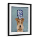 Fox Terrier Con Jarrón Azul - Fab Funky | Cuadro decorativo de Canvas Lab