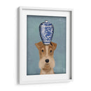 Fox Terrier Con Jarrón Azul - Fab Funky | Cuadro decorativo de Canvas Lab