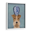 Fox Terrier Con Jarrón Azul - Fab Funky | Cuadro decorativo de Canvas Lab