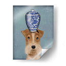 Fox Terrier Con Jarrón Azul - Fab Funky | Cuadro decorativo de Canvas Lab