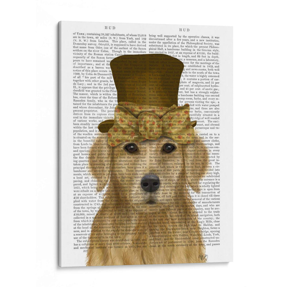 Golden Retriever, Sombrero Y Arco - Fab Funky | Cuadro decorativo de Canvas Lab