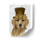 Golden Retriever, Sombrero Y Arco - Fab Funky | Cuadro decorativo de Canvas Lab