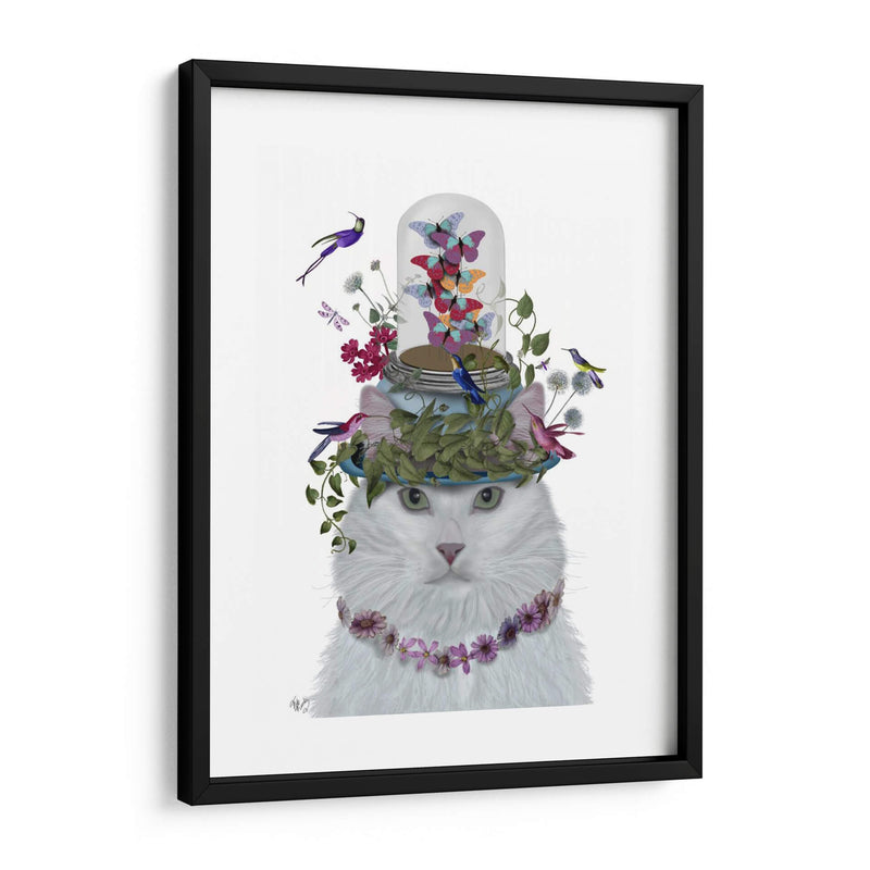 Gato, Blanco Con Mariposa. - Fab Funky | Cuadro decorativo de Canvas Lab