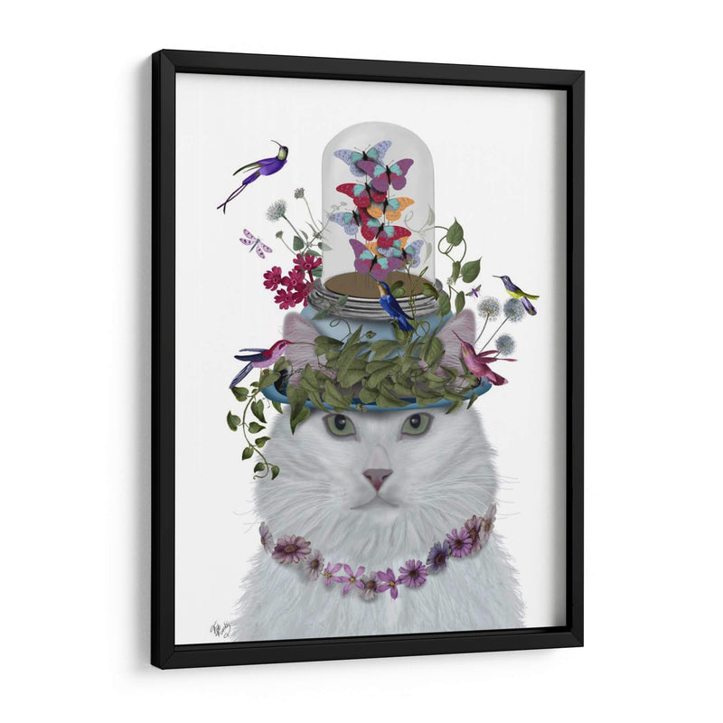 Gato, Blanco Con Mariposa. - Fab Funky | Cuadro decorativo de Canvas Lab