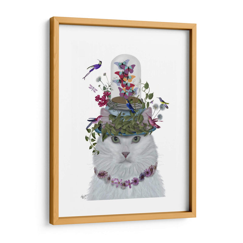 Gato, Blanco Con Mariposa. - Fab Funky | Cuadro decorativo de Canvas Lab