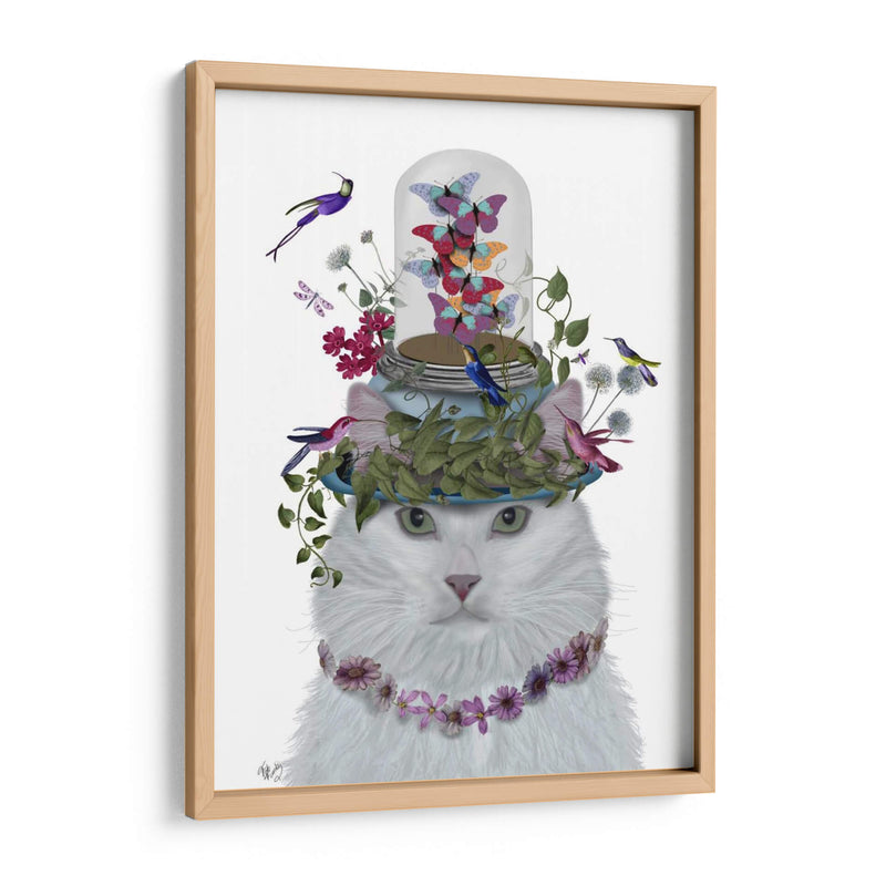 Gato, Blanco Con Mariposa. - Fab Funky | Cuadro decorativo de Canvas Lab