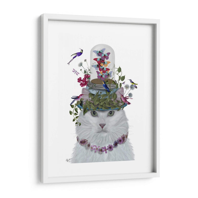 Gato, Blanco Con Mariposa. - Fab Funky | Cuadro decorativo de Canvas Lab