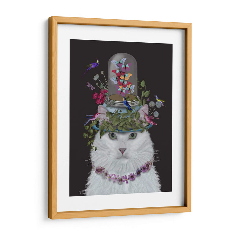 Gato, Blanco Con Mariposa Frasco, En Negro - Fab Funky | Cuadro decorativo de Canvas Lab